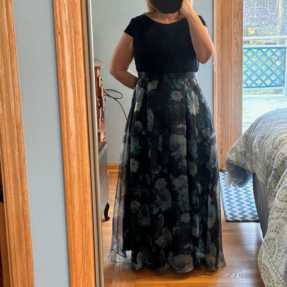 Navy Floral Formal Gown
